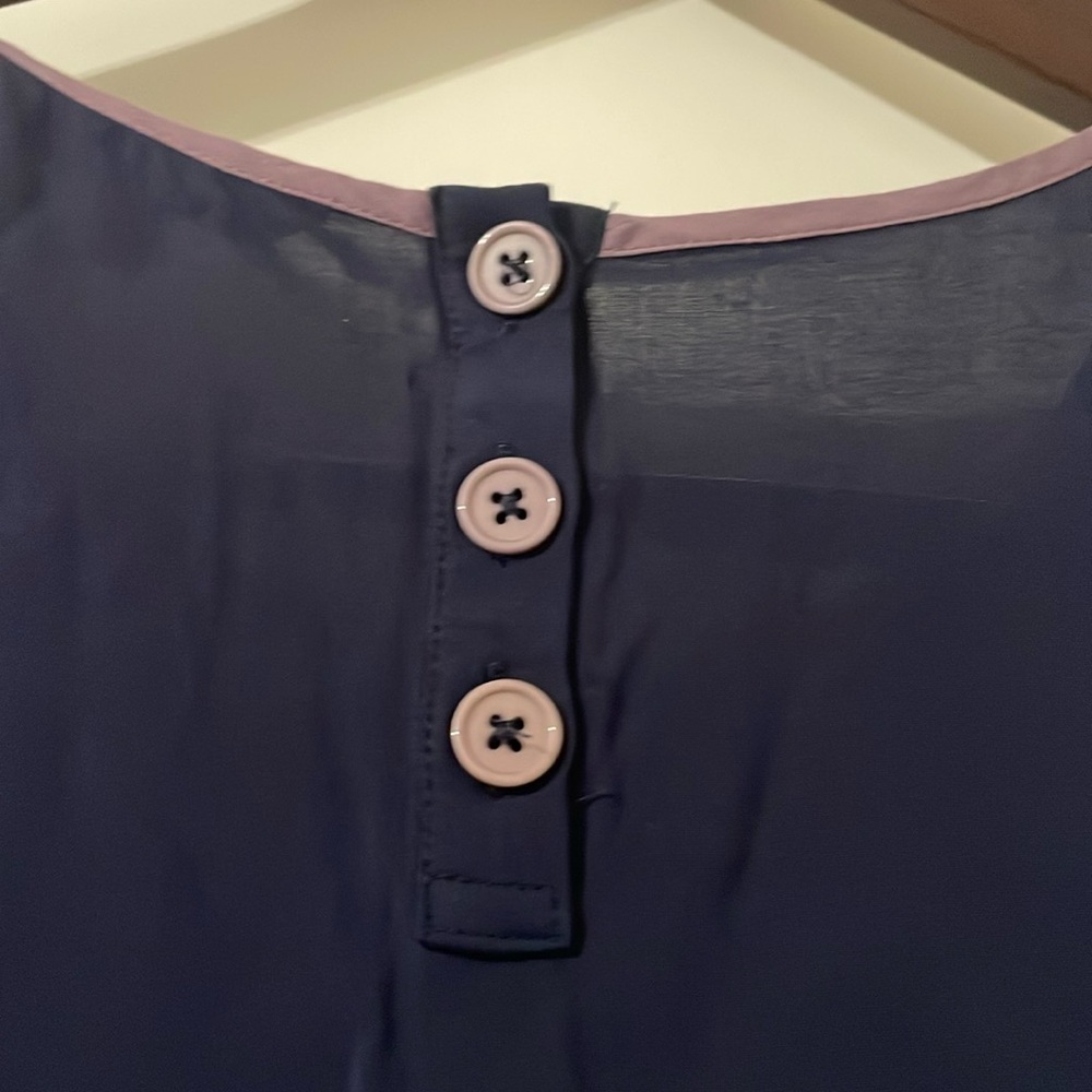 Modcloth Navy and Purple Trim Sleeveless Blouse Size 4 X - Picture 6 of 6
